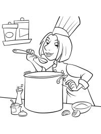 Colette smager Linguinis suppe