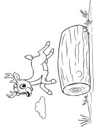 Hjort springer over en tr&aelig;stamme