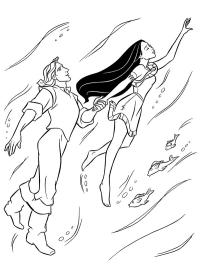 John Smith og Pocahontas i vandet