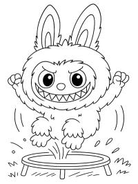 Labubu p&aring; en trampolin