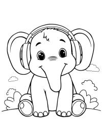 Elefant med hovedtelefoner