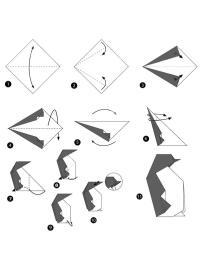 Fold pingvin fra papir