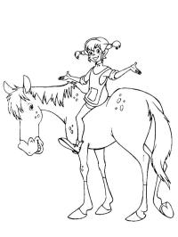 Pippi sidder på hesten