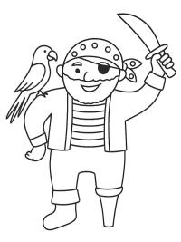 Pirat med en papeg&oslash;je p&aring; skulderen