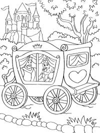 Prinsesse og Prins i en vogn