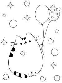 Pusheen med balloner