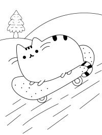 Pusheen med et skateboard