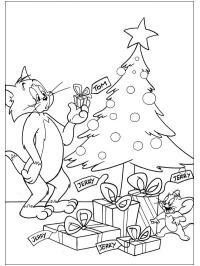Tom og Jerry ved juletræet