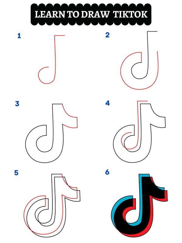 Sådan tegner man TikTok logoet