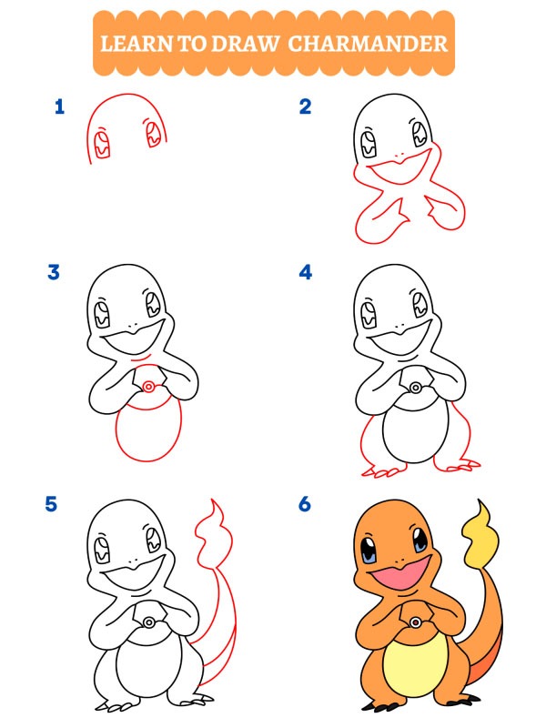 Sådan tegner man Charmander