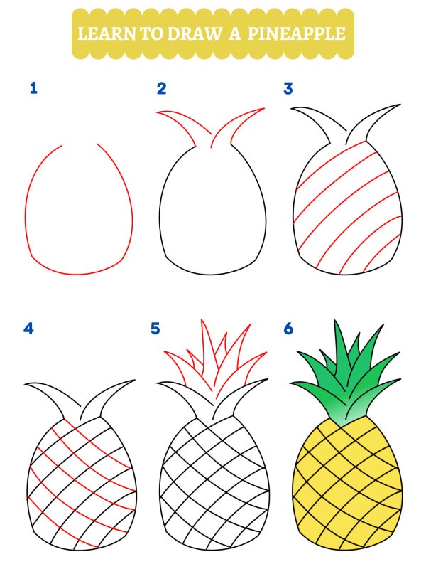 Sådan tegner man en ananas