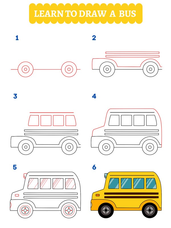 Sådan tegner man en skolebus