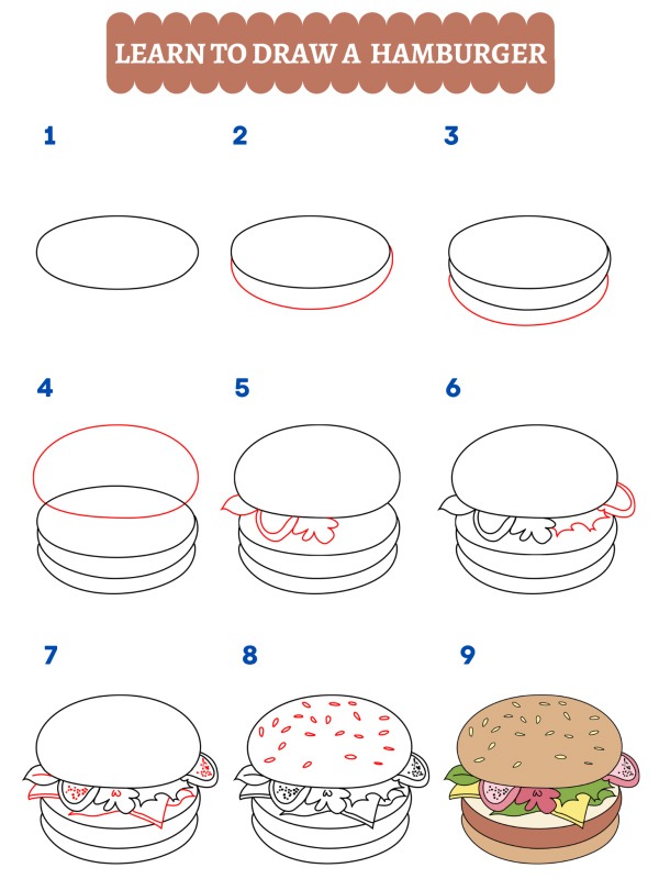 Sådan tegner man en burger