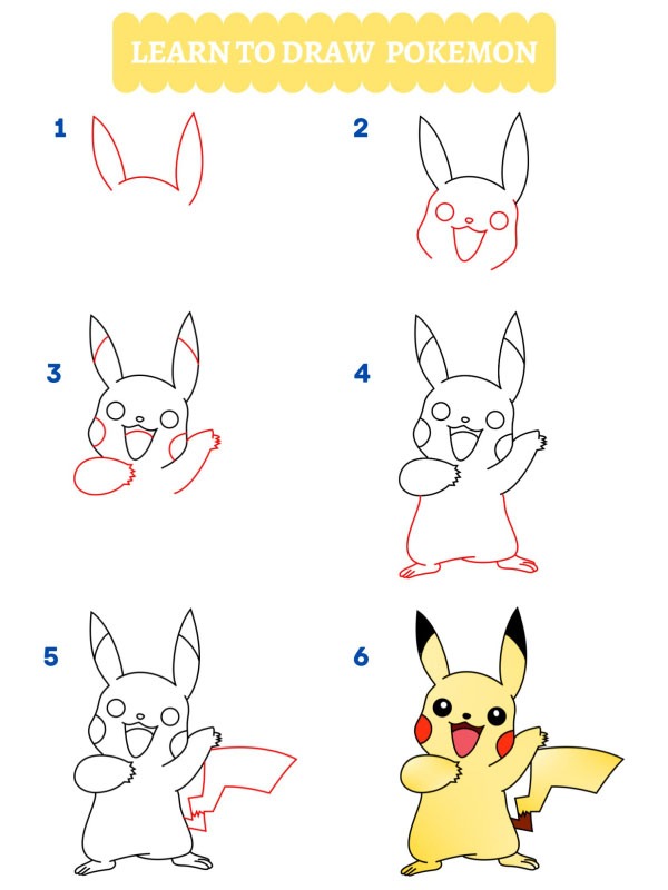 Sådan tegner man Pikachu