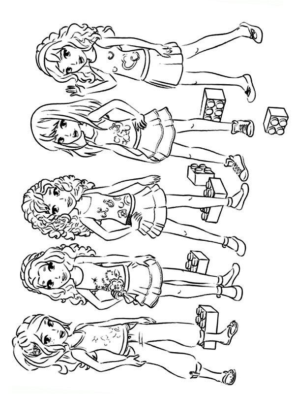 Andrea, Emma, Mia, Olivia og Stephanie Lego Friends Tegninger