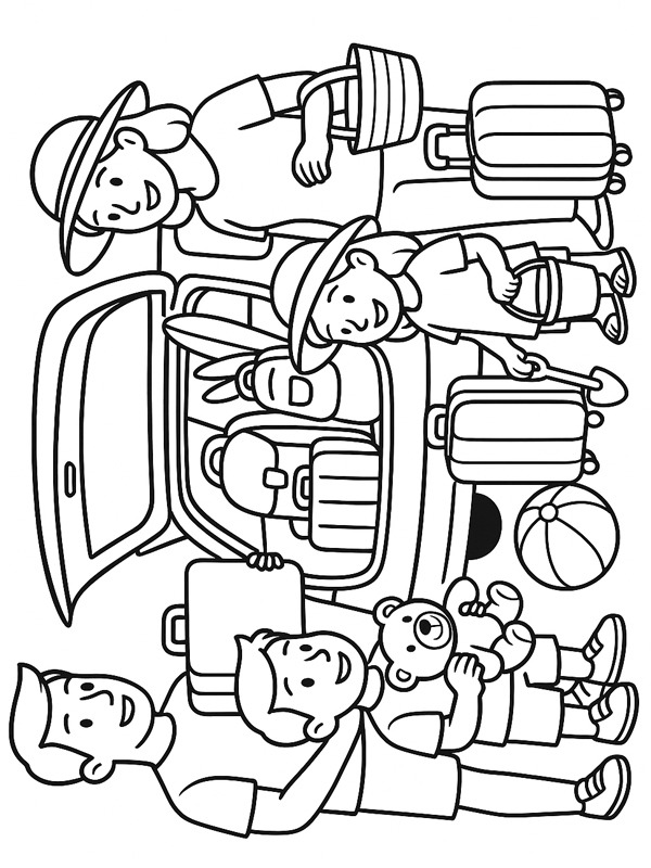 Familien tager p&aring; ferie Tegninger