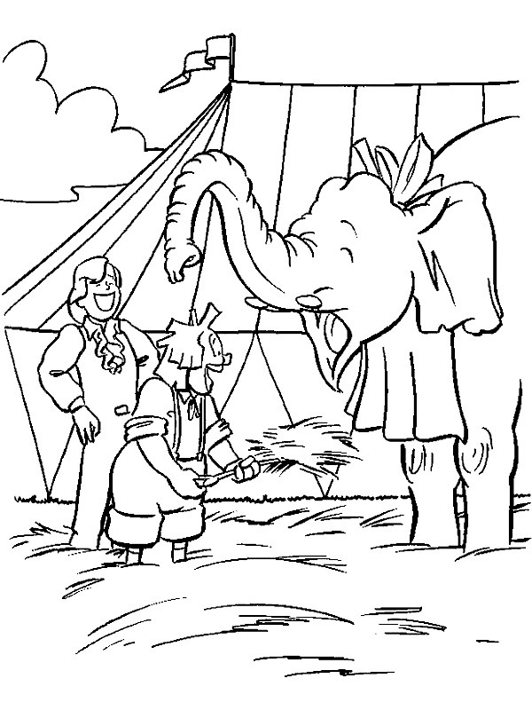 Klovn og akrobat med elefant Malebogsside