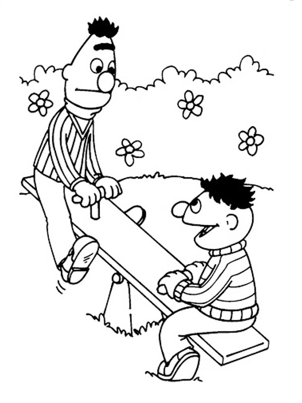 Bert og Ernie på vippen Malebogsside