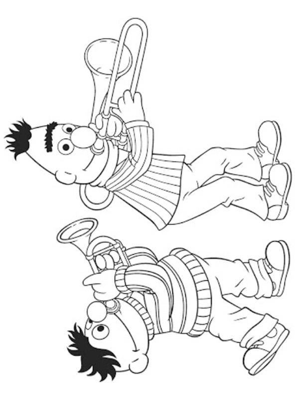 Bert og Ernie spiller trompet Tegninger