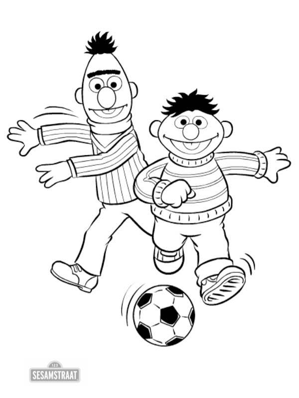 Bert og Ernie spiller fodbold Tegninger