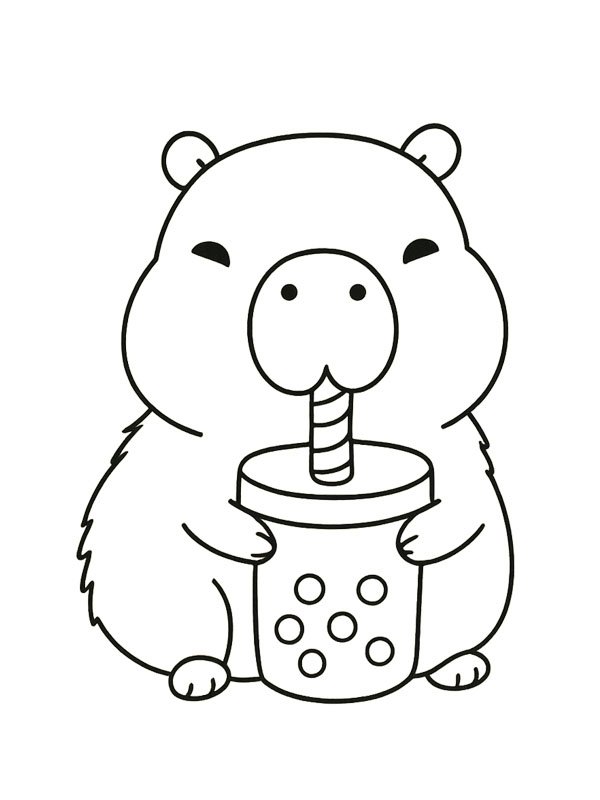 Kapivar drikker bubble tea Tegninger Kapivar drikker bubble tea Tegninger