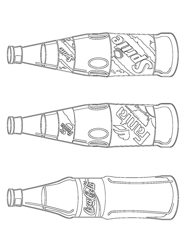 Coca Cola og Sprite flasker Malebogsside