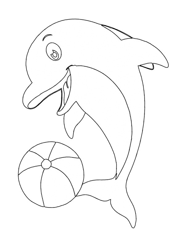 Delfin med en bold Malebogsside