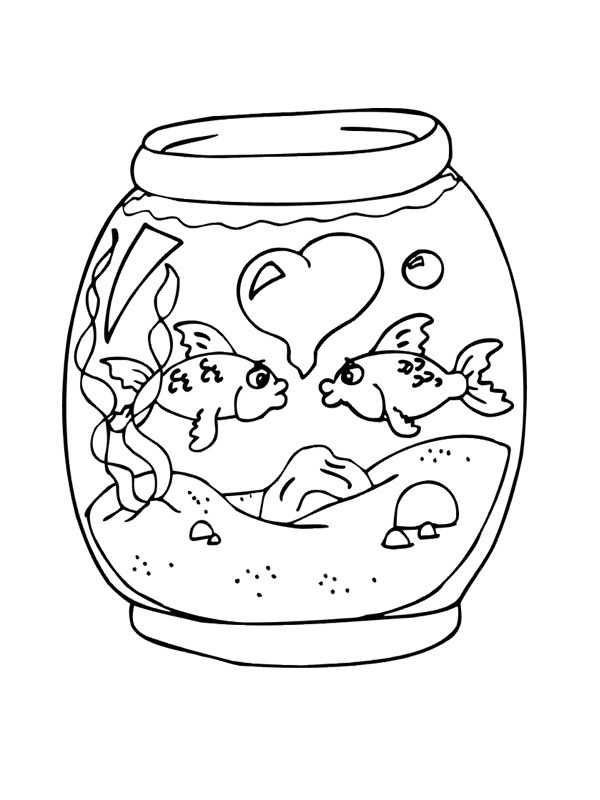 Guldfisk i en skål Malebogsside
