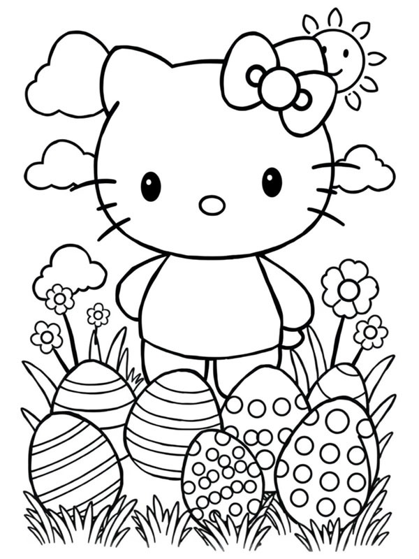 Hello Kitty med påskeæg Tegninger Hello Kitty med påskeæg Tegninger