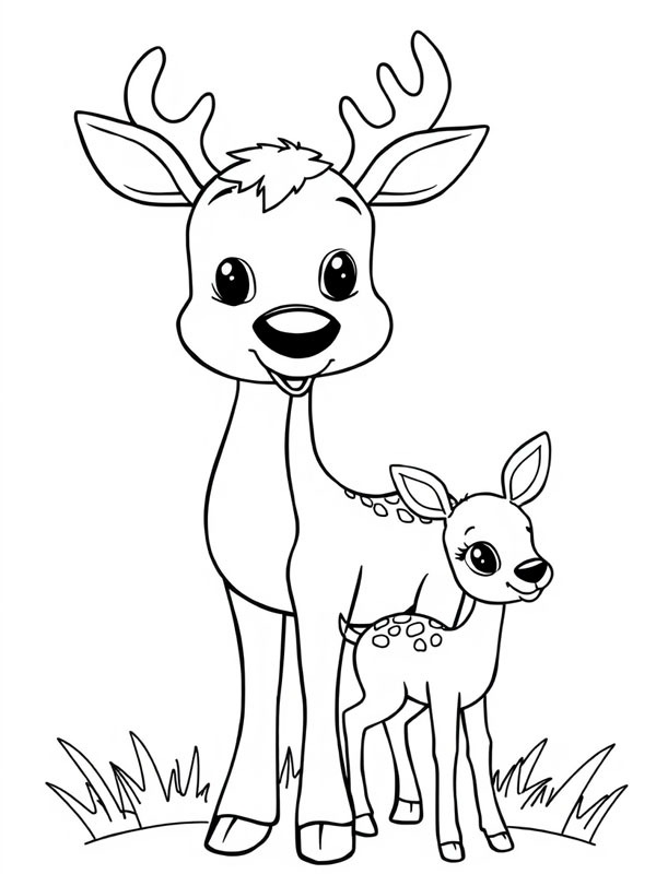 Hjort med ung kalv Tegninger