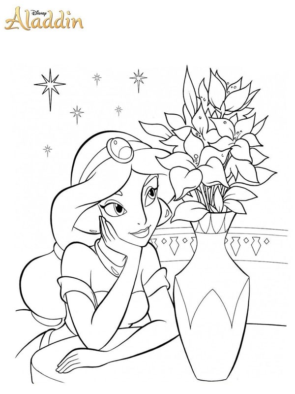 Jasmin ser på en blomstervase Tegninger Jasmin ser på en blomstervase Tegninger