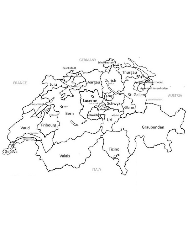 Kort over Schweiz Malebogsside