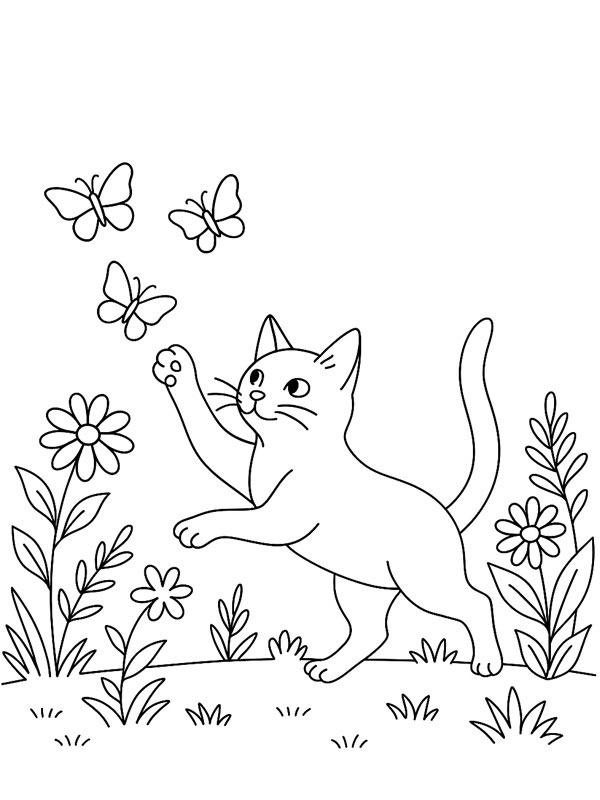 Kat jager sommerfugl Tegninger