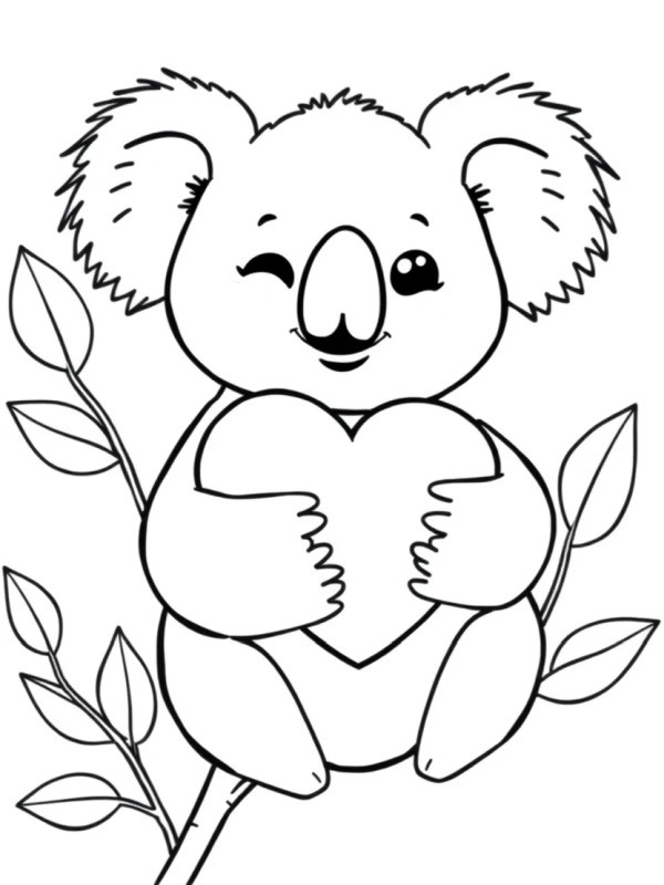 Kwaii koala holder et hjerte Tegninger Kwaii koala holder et hjerte Tegninger