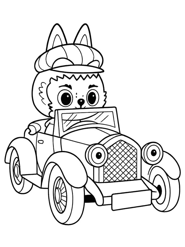 Labubu i en bil Tegninger