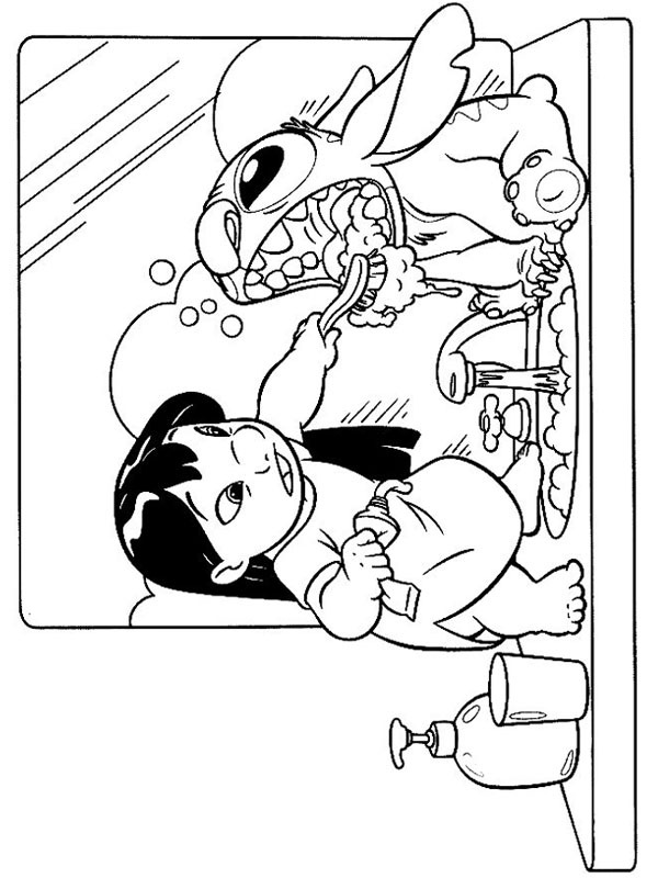 Lilo lærer Stitch at børste tænder Tegninger Lilo lærer Stitch at børste tænder Tegninger