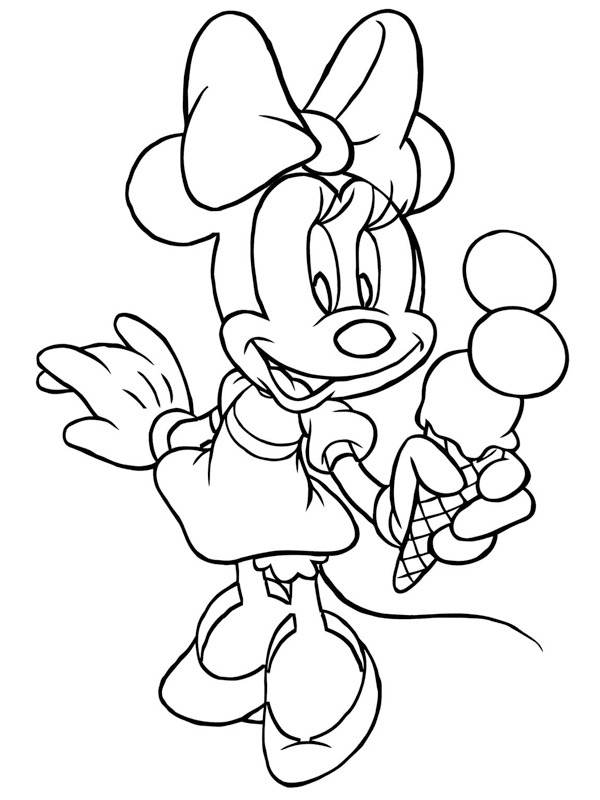 Minnie Mouse spiser en isvaffel Tegninger