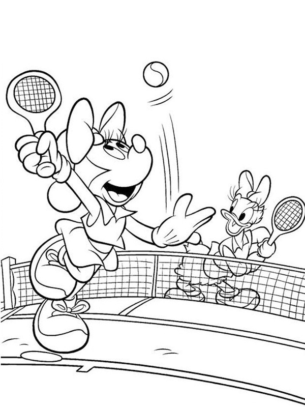 Minnie Mouse og Andersine spiller tennis Tegninger Minnie Mouse og Andersine spiller tennis Tegninger