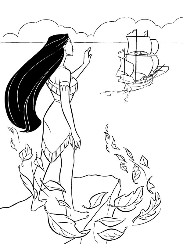 Pocahontas vinker til skibet Tegninger Pocahontas vinker til skibet Tegninger