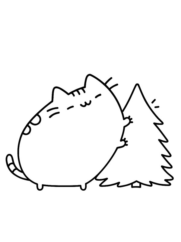Pusheen ved juletr&aelig;et Tegninger