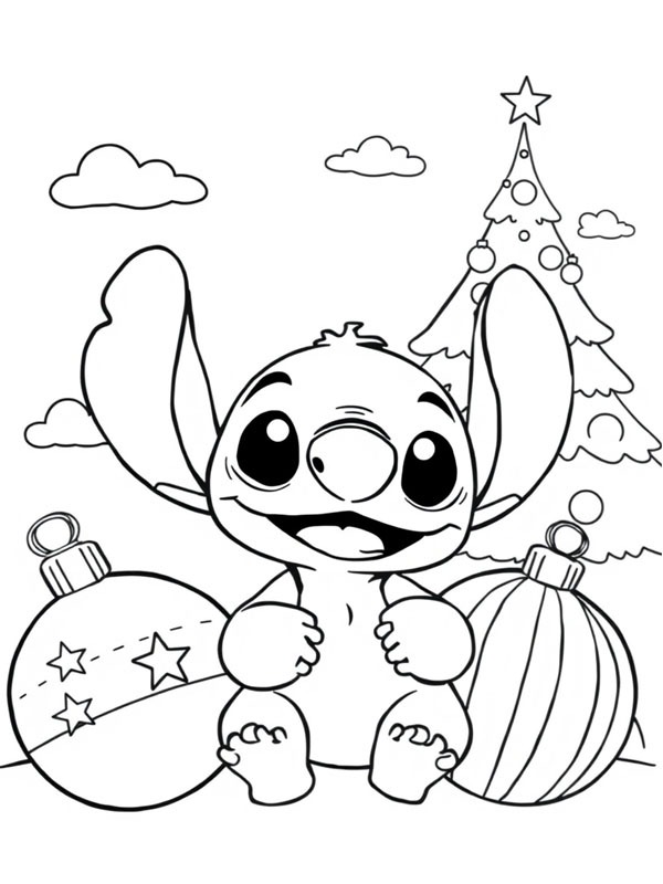 Stitch med julekugler Tegninger Stitch med julekugler Tegninger