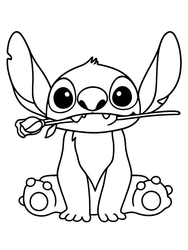 Stitch med rose Tegninger