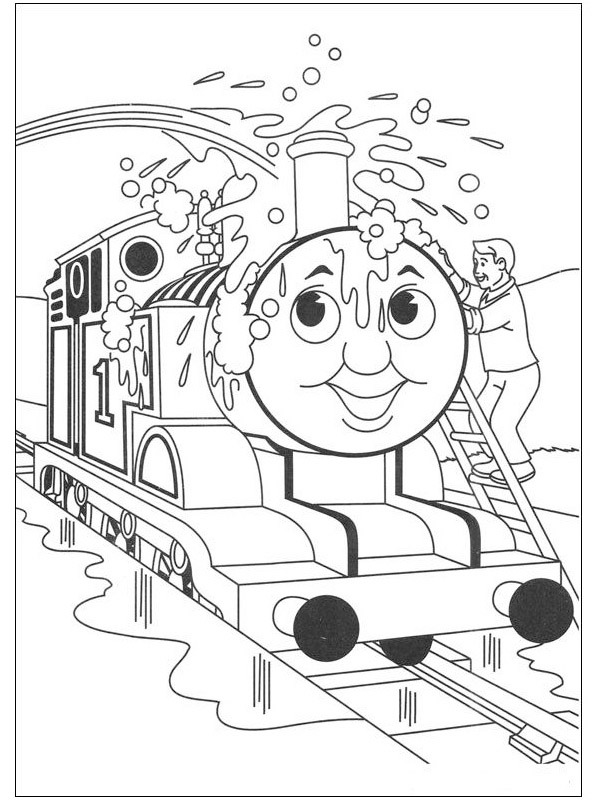 Lokomotivet Thomas vaskes Malebogsside