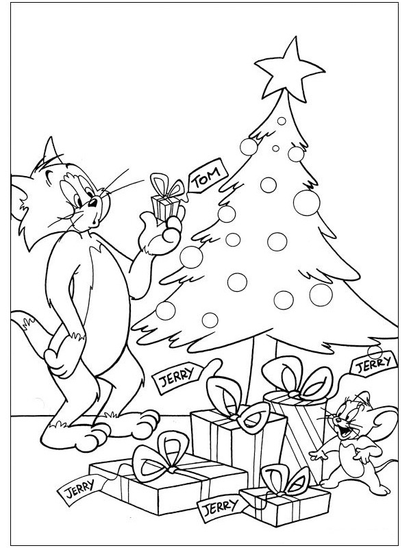Tom og Jerry ved juletræet Tegninger Tom og Jerry ved juletræet Tegninger