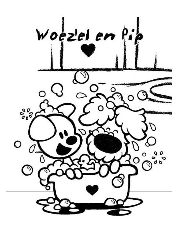Woozle og Pip i badekaret Tegninger